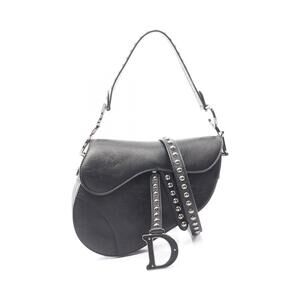 Christian Dior SADDLE Studded Handbag Leather Black